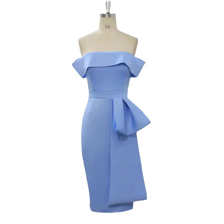 Damen figurbetontes Kleid mit schulterfreiem Design und drapiertem Detail Drune