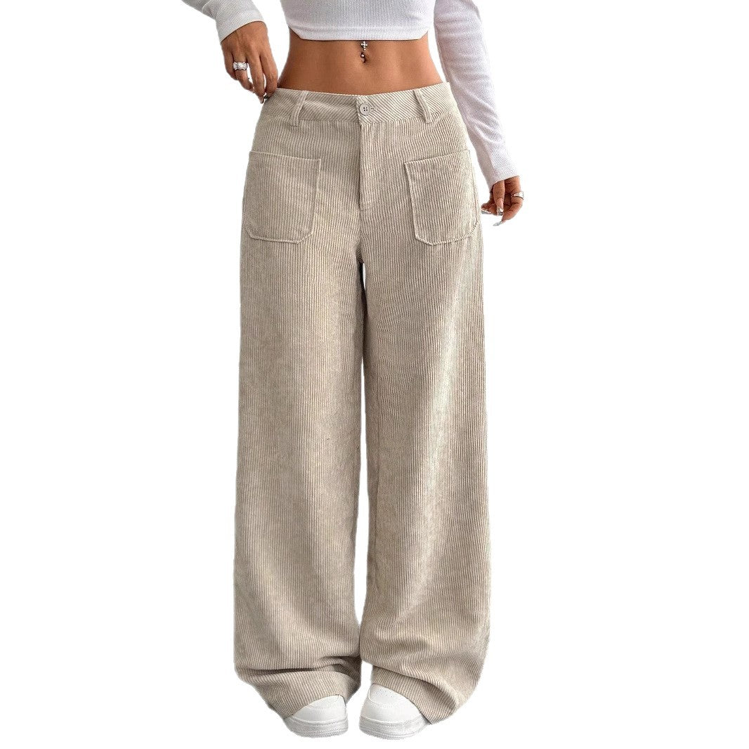 Damen Weite und bequeme Cordhose mit Taschen Drune