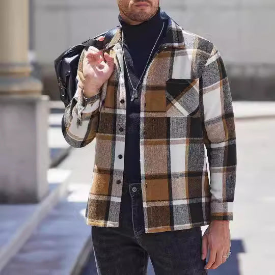 Herren lässige Karomuster Hemdjacke Drune