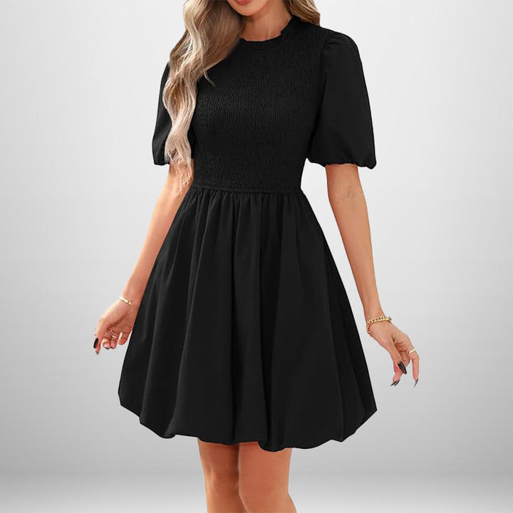 Damen Minikleid mit Ballonärmeln und elastischem Bustier Drune