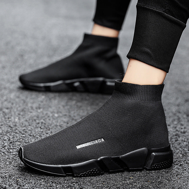 Damen Komfortable Slip-On Sneakers mit hohem Strickdesign Drune