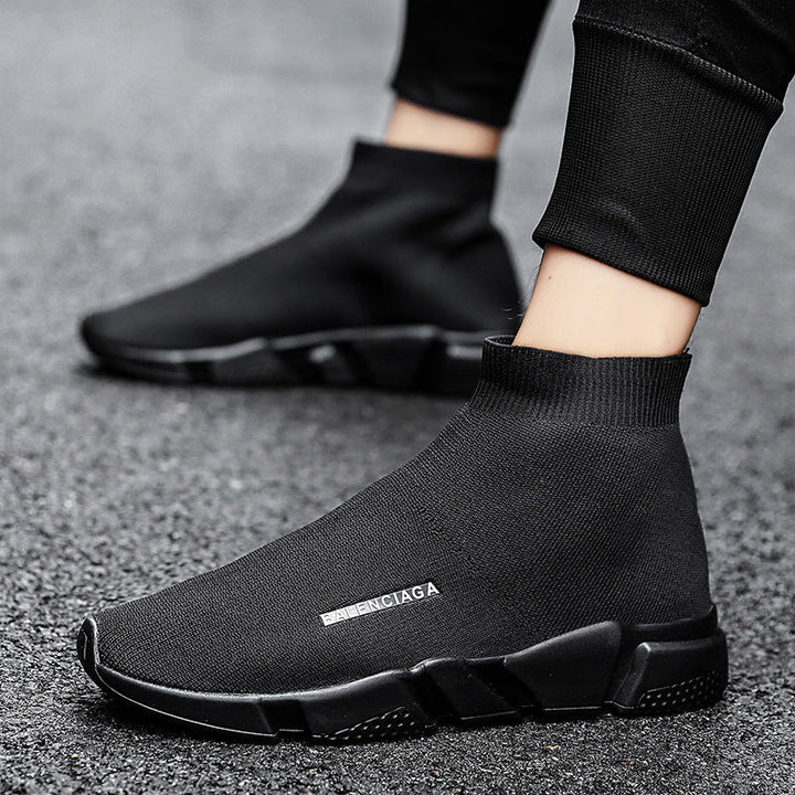 Damen Komfortable Slip-On Sneakers mit hohem Strickdesign Drune