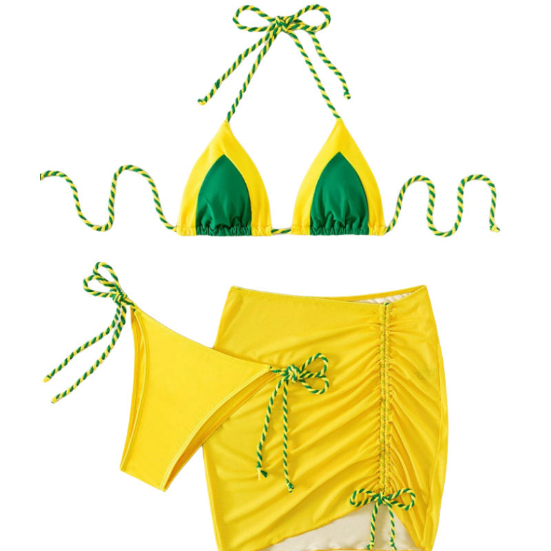 Damen Triangel-Bikini-Set mit Raffungen und Bindebändern Drune