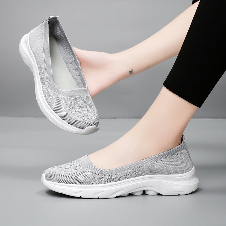 Damen nan Hybrid-Ballerina-Sneaker mit nahtlosem Strickobermaterial, ergonomischem Komfortfußbett und griffiger Laufsohle Drune