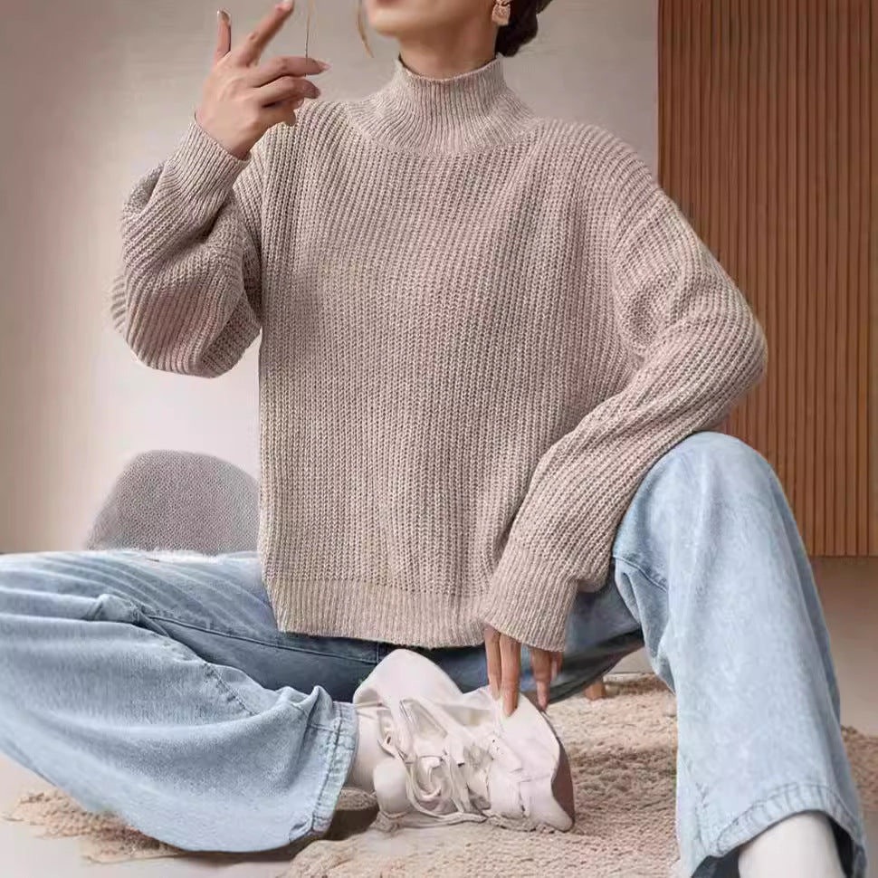 Damen Grobstrickpullover mit Rollkragen und lässigem Schnitt Drune
