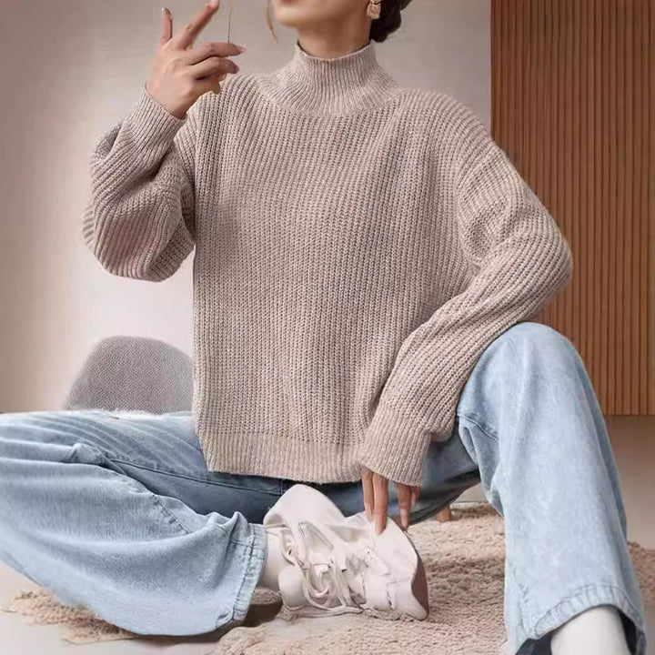Damen Grobstrickpullover mit Rollkragen und lässigem Schnitt Drune
