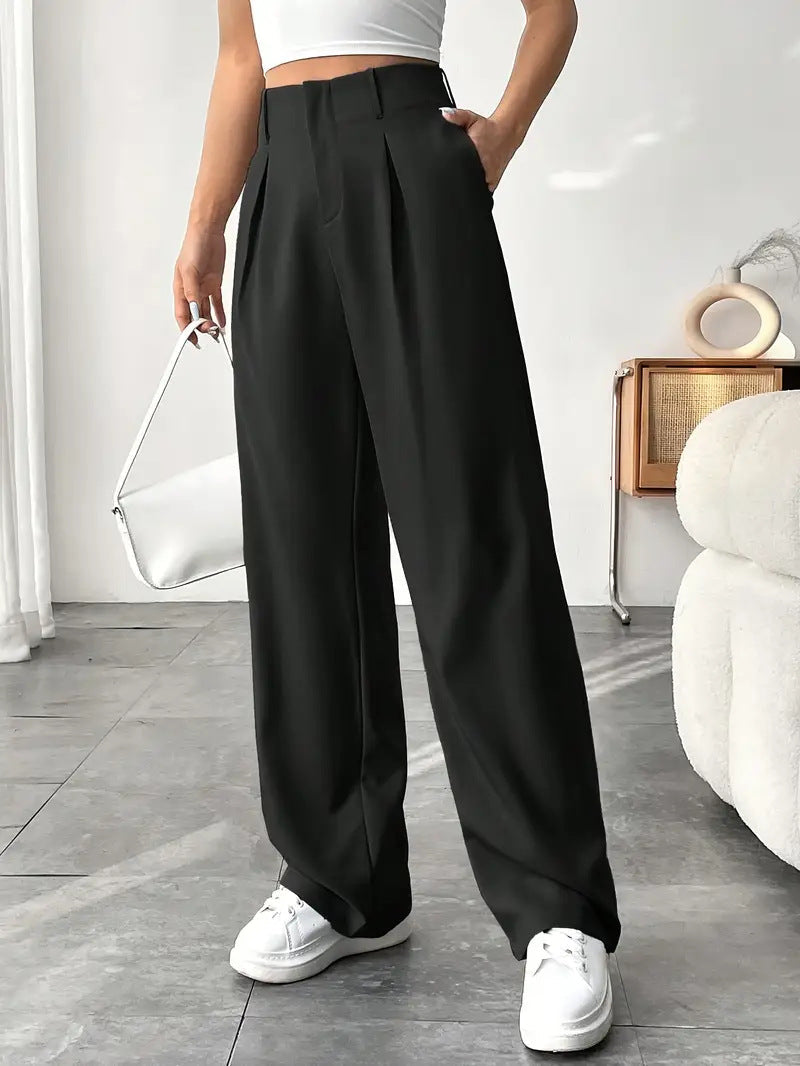 Damen Elegante Bundfaltenhose mit weitem Schnitt Drune