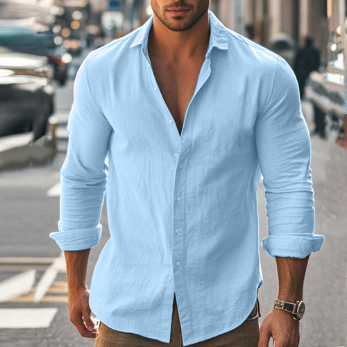 Herren elegantes Langarmhemd aus leichtem, atmungsaktivem Stoff Drune