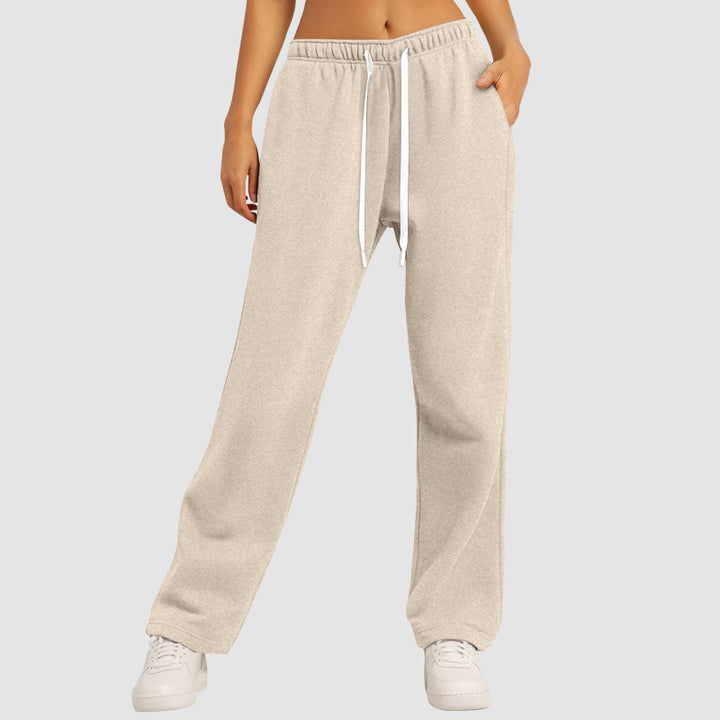 Damen nan lässige Loungehose mit geradem Bein extra langem Tunnelzug und tiefem Schritt Drune