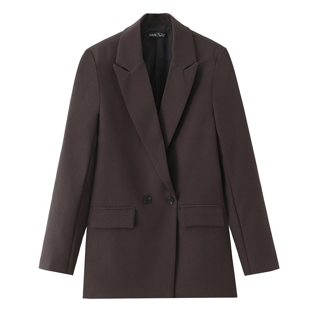 Damen nan taillierter Longblazer im Oversize-Look mit Reverskragen und Pattentaschen Drune