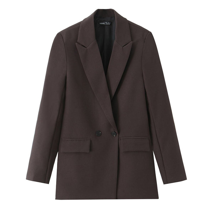 Damen nan taillierter Longblazer im Oversize-Look mit Reverskragen und Pattentaschen Drune