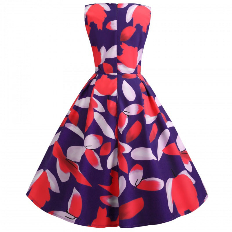 Damen A-Linien Kleid mit floralem Print und elegantem schwingendem Saum Drune