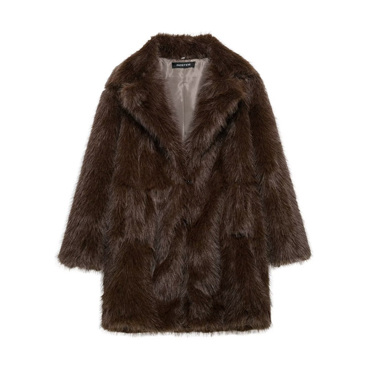 Damen Faux-Fur-Mantel mit Oversize-Schalkragen und langem, taillenfreiem Schnitt Drune