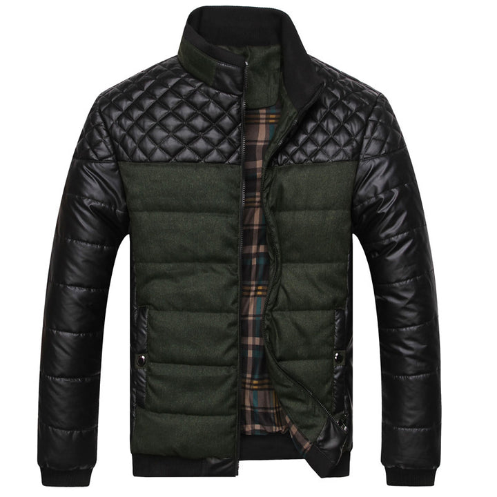 Herren Steppjacke im Materialmix mit wattierter Füllung und Stehkragen Drune