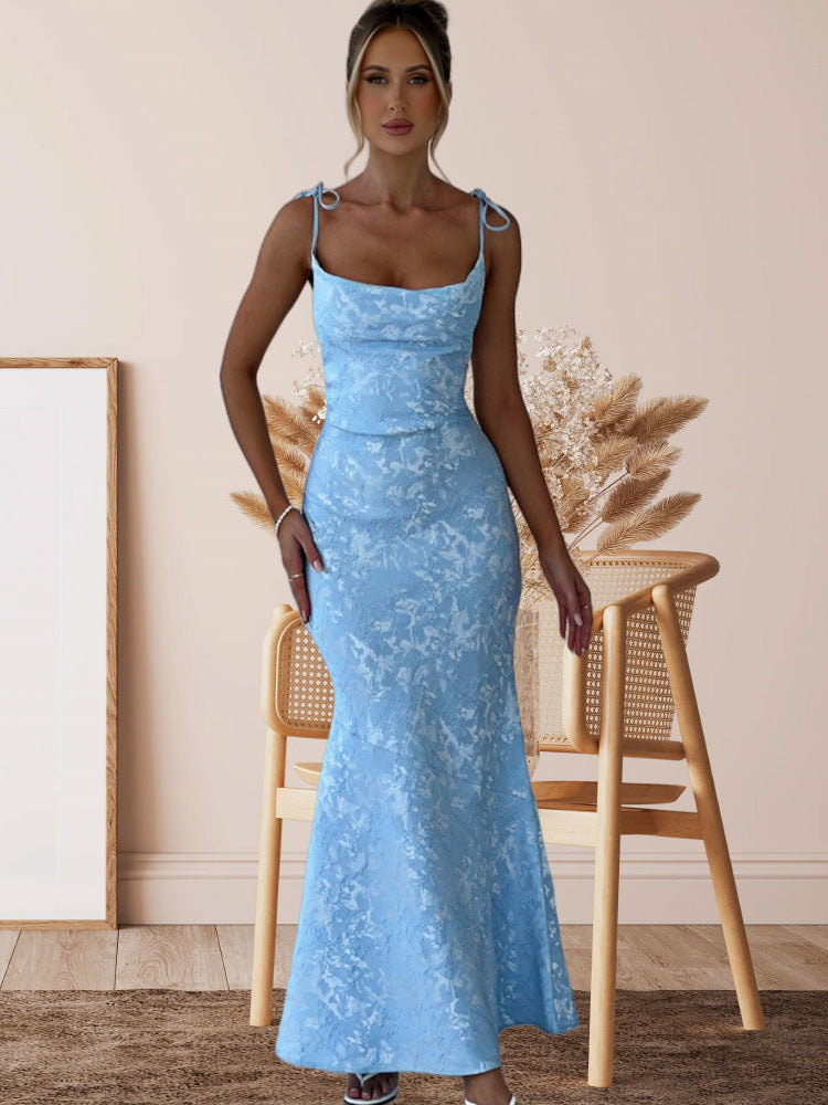 Damen Elegantes Maxikleid mit verführerischen Spaghettiträgern Drune