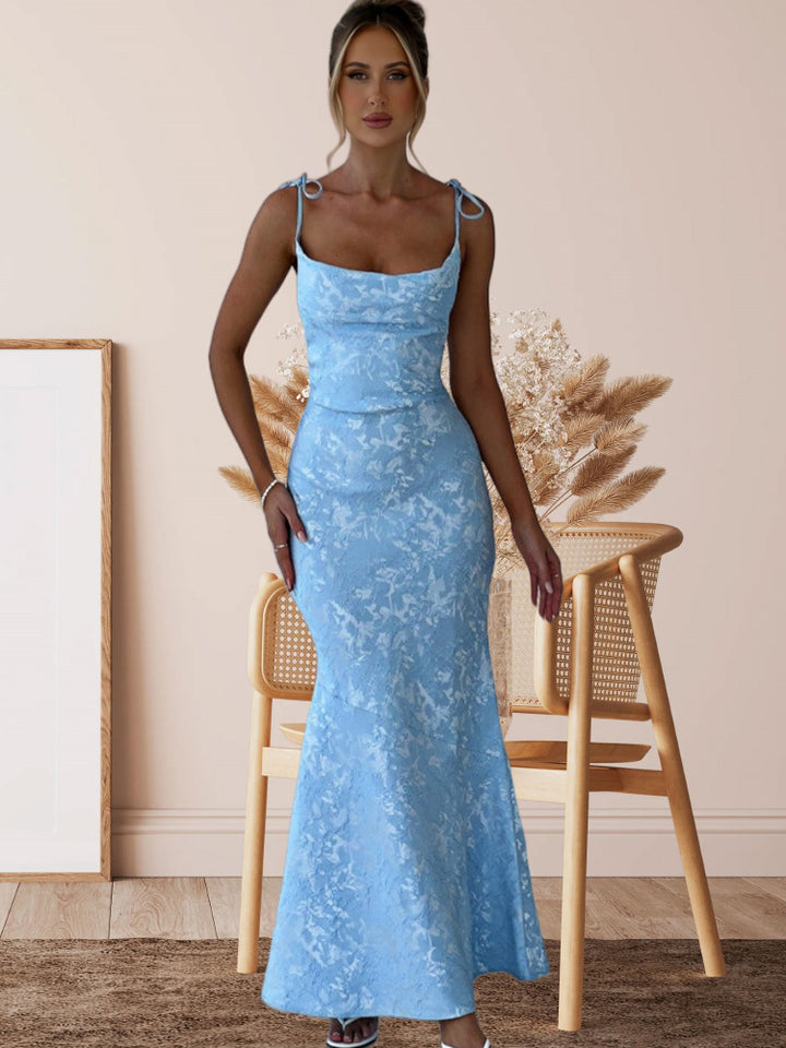 Damen Elegantes Maxikleid mit verführerischen Spaghettiträgern Drune