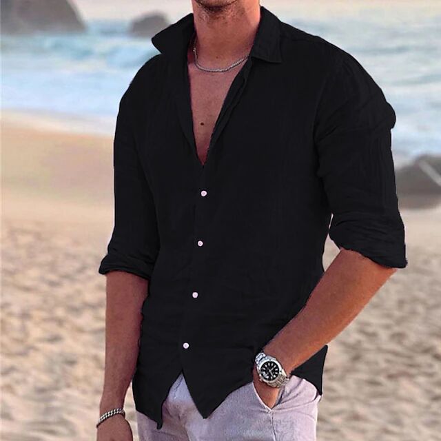 Herren Sommerliche Leinenhemd Drune