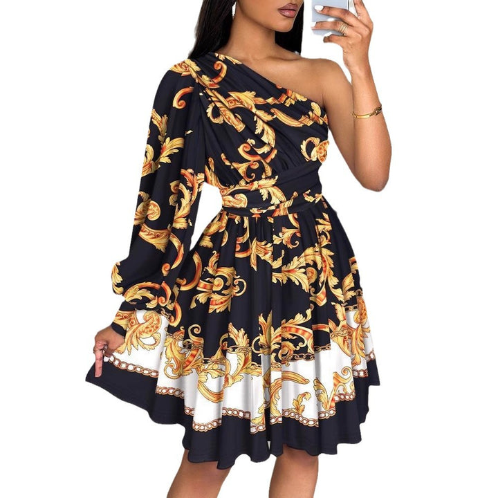 Damen Einseitiges Maxikleid mit aufwendigem Blumenmuster Drune