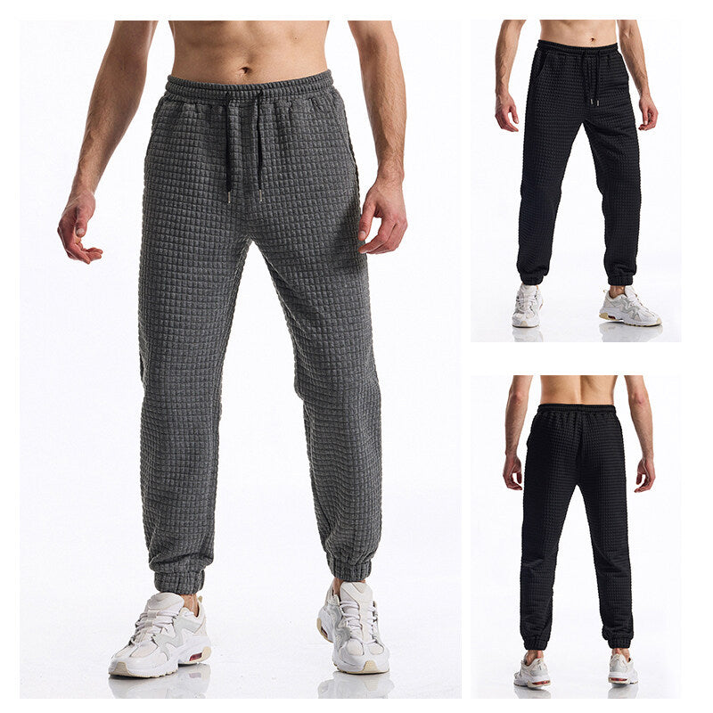 Herren Strukturierte Waffel-Jogginghose mit elastischem Bund und schmal zulaufendem Bein Drune