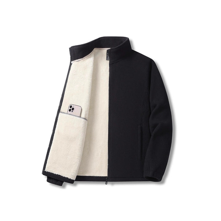 Herren dreiteiliges Fleece-Set mit wattierter Weste, Stehkragenjacke und Jogginghose Drune