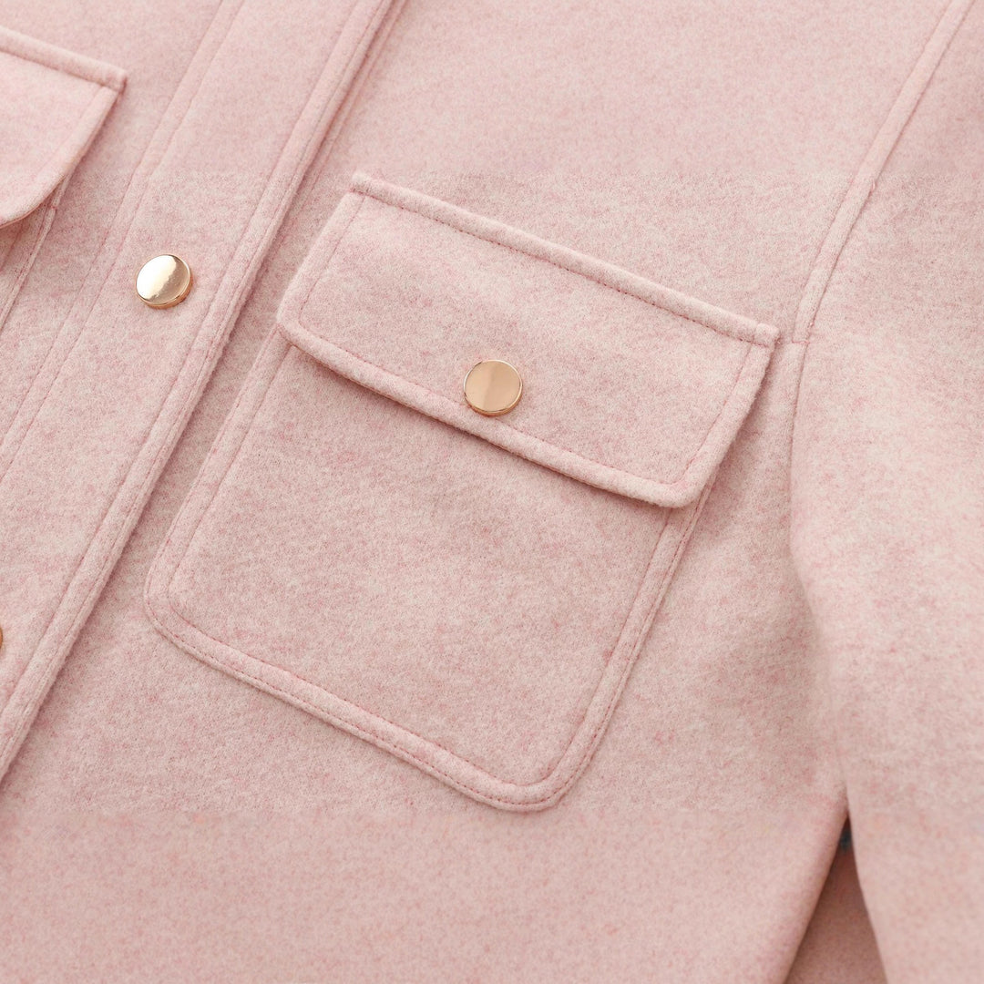 Damen Cropped Wollmix‑Jacke im Boxy‑Schnitt mit Rundhalsausschnitt und Zierdruckknöpfen Drune