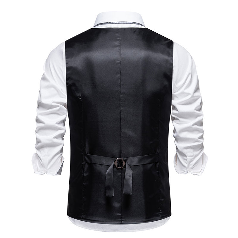 Herren elegante Anzugweste mit feinem Nadelstreifen und praktischen Taschen Drune