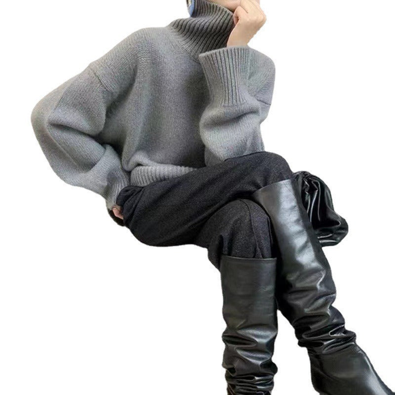 Damen Oversized Rollkragenpullover mit weichem Strick Drune