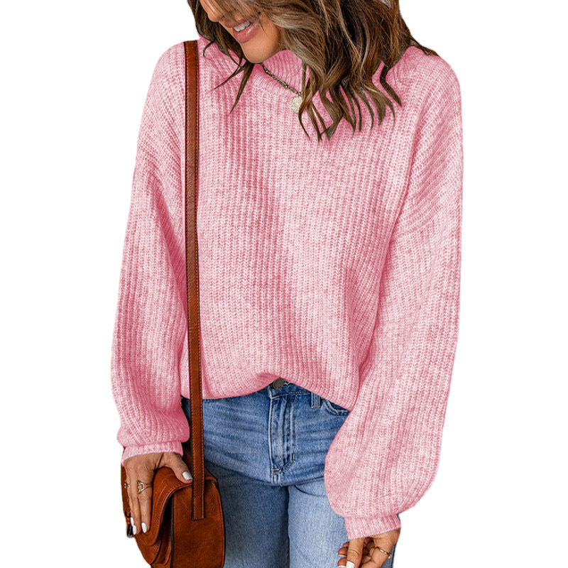 Damen Übergroßer Pullover mit strukturiertem Muster und hochgeschlossenen Ausschnitt Drune