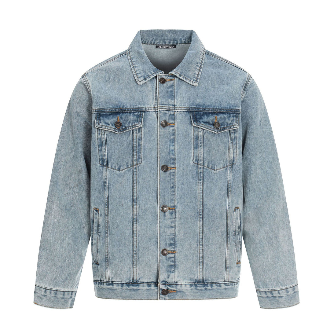 Herren Jeansjacke im Used-Effekt mit Pattentaschen und geradem Schnitt Drune