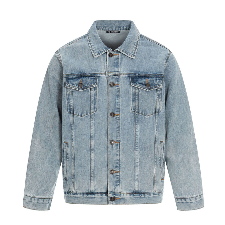 Herren Jeansjacke im Used-Effekt mit Pattentaschen und geradem Schnitt Drune