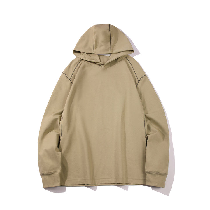 Herren Oversized Kapuzenpullover aus schwerer Baumwollmischung mit Kontrastnähten und Raglanärmeln Drune