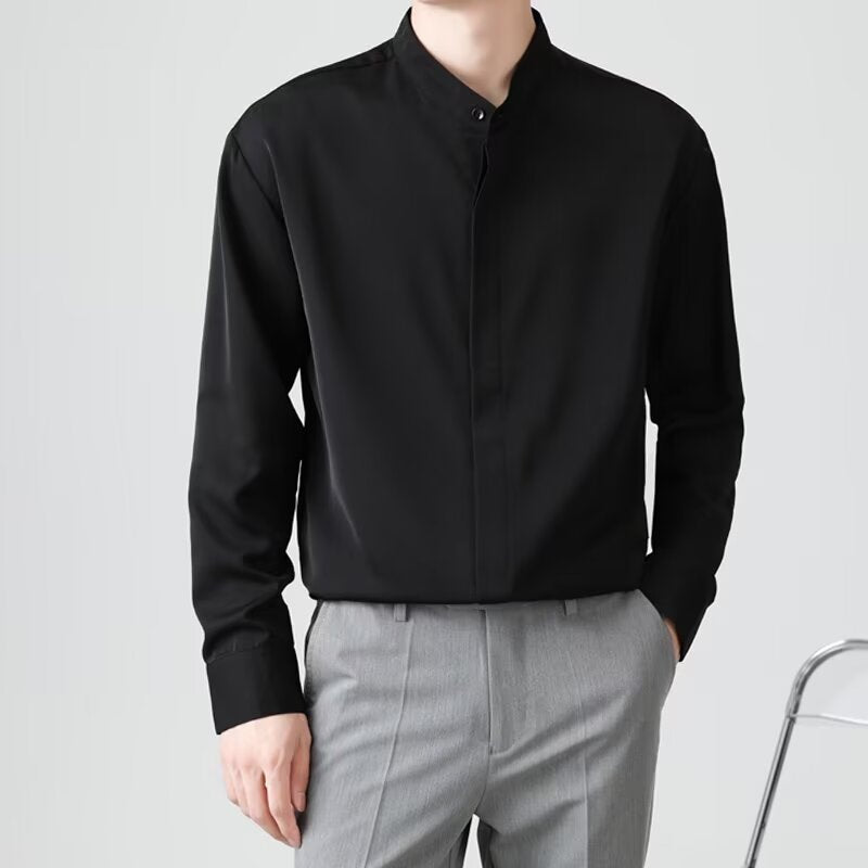 Herren Elegantes Stehkragenhemd Drune