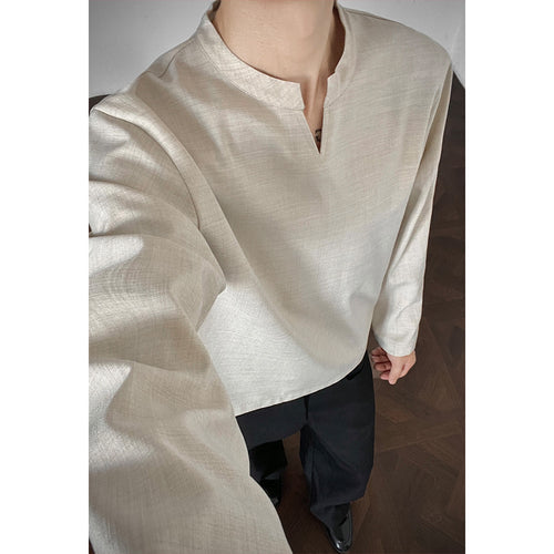 Herren Elegantes Langarm-Oberteil mit Stehkragen Drune