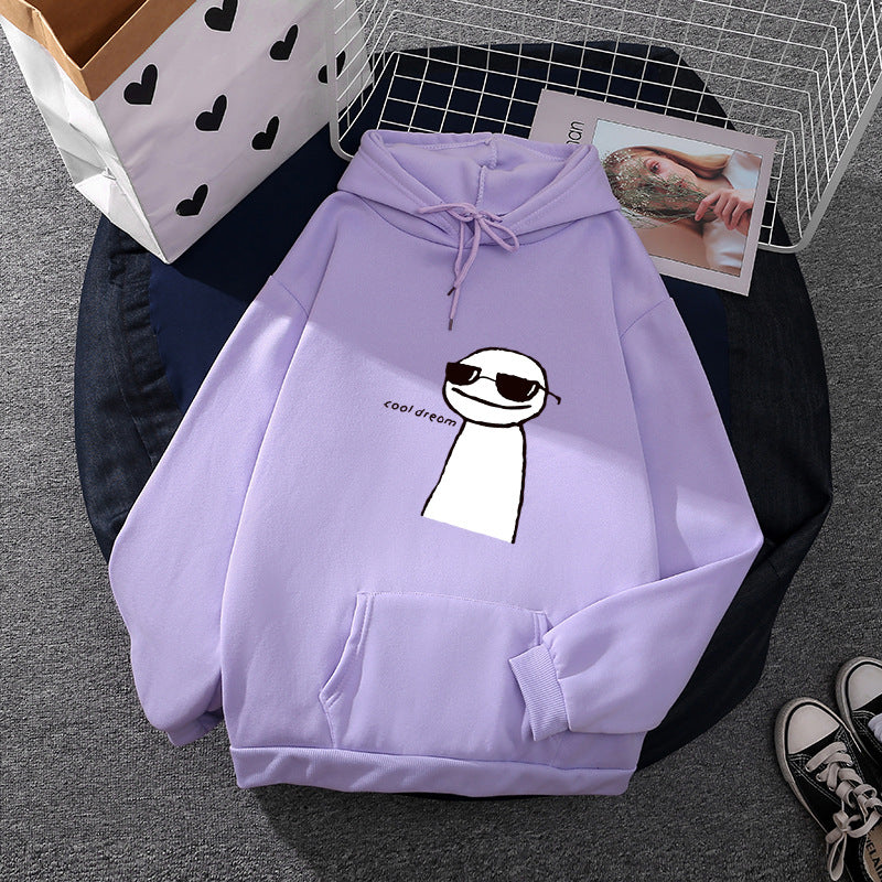 Damen nan Kapuzenpullover mit minimalistischer Grafik, lockerer Oversize-Passform und Kängurutasche Drune