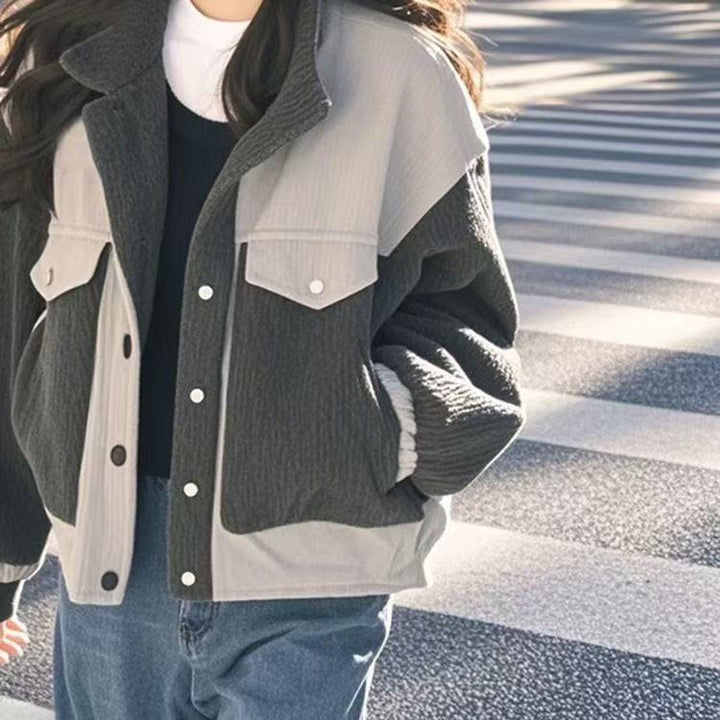 Damen modische, oversized Fleecejacke mit strukturiertem Design Drune