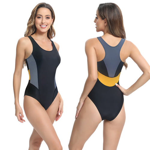 Damen Sportlicher Einteiler Badeanzug mit ergonomischem Schnitt und modernen Kontrasten Drune