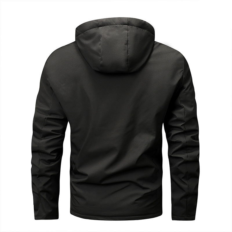 Herren nan winddichte Softshelljacke mit verstellbarer Kapuze, Fleece-Innenfutter und verdeckten Reißverschlusstaschen Drune
