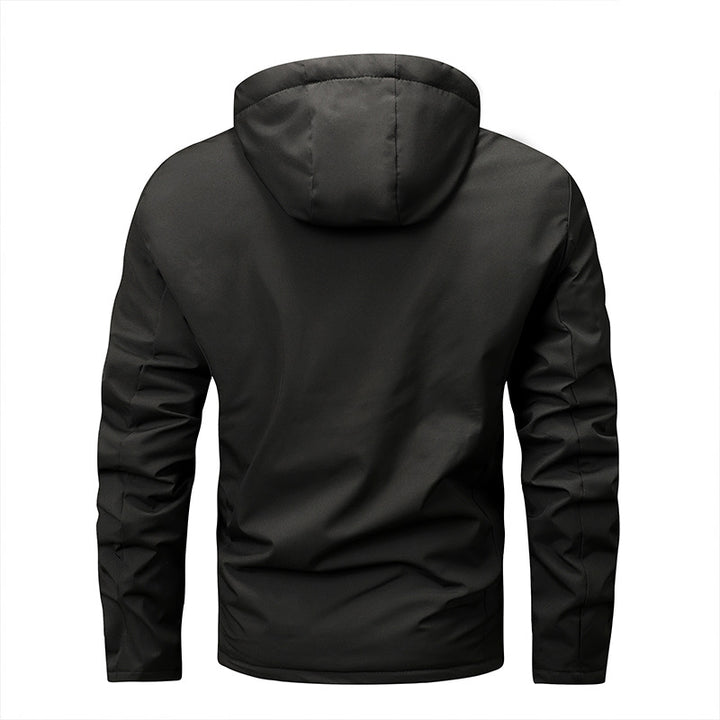 Herren  winddichte Softshelljacke mit verstellbarer Kapuze, Fleece-Innenfutter und verdeckten Reißverschlusstaschen Drune