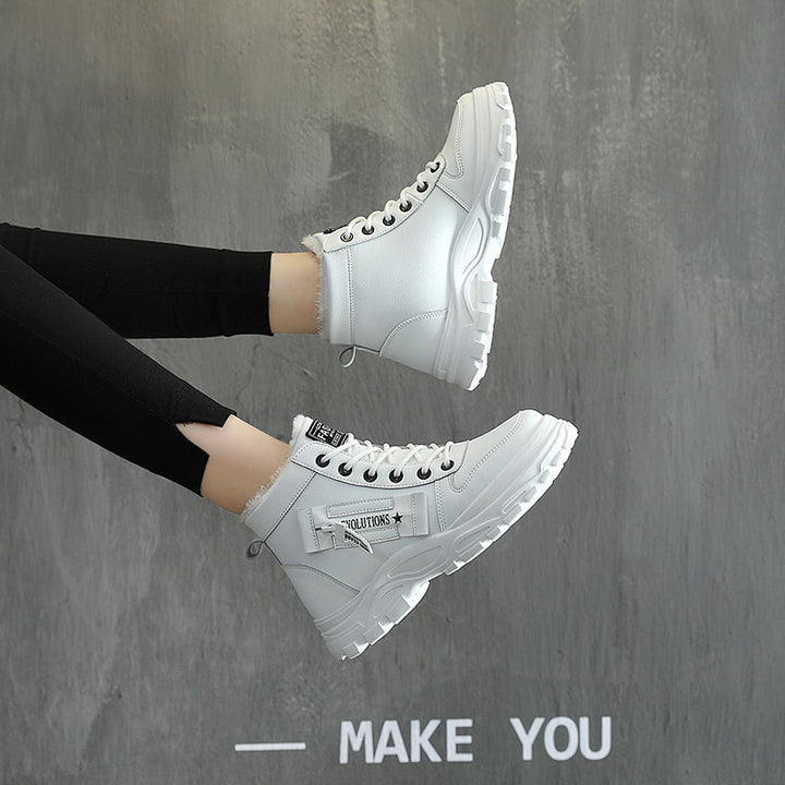 Damen Gefütterte High‑Top Winterboots mit Teddyfutter, robuster Lug‑Sohle und Schnürung Drune