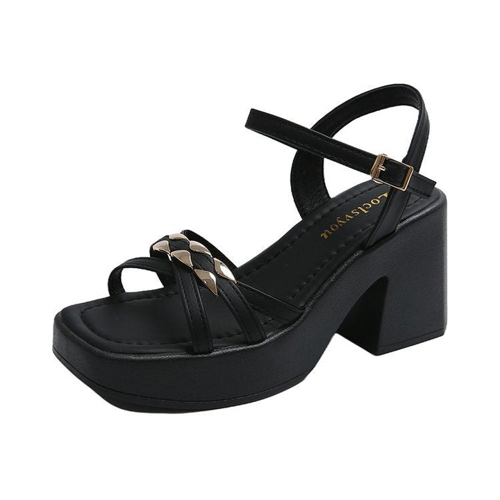 Damen modische Plateau-Sandalen mit verstellbarem Riemendesign und eleganter Schnalle Drune