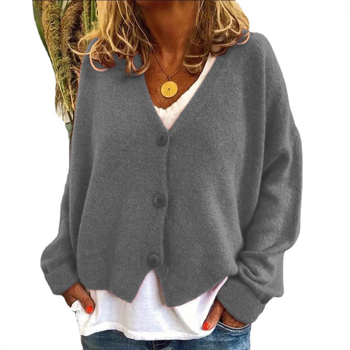 Damen kuschelige Strickjacke mit Knöpfen und modernem Schnitt Drune