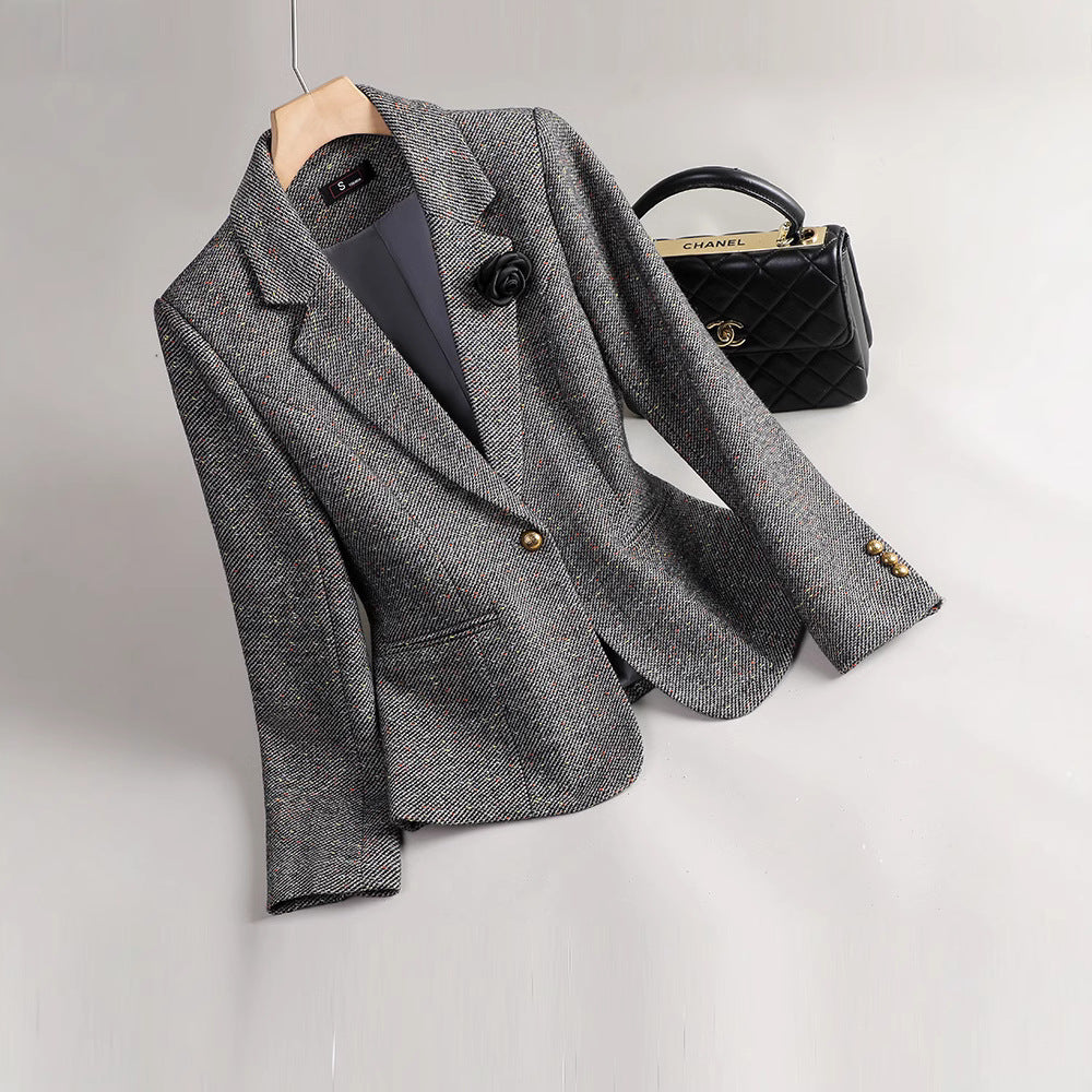 Drune | Blazer Taillierte Passform Luxuriöser Stoff Ein Knopf Knopfdetails