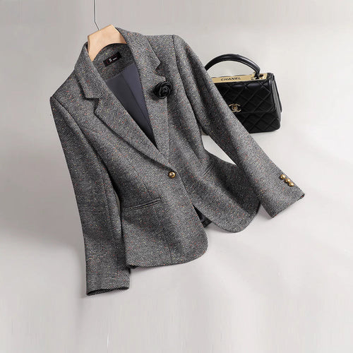 Drune | Blazer Taillierte Passform Luxuriöser Stoff Ein Knopf Knopfdetails