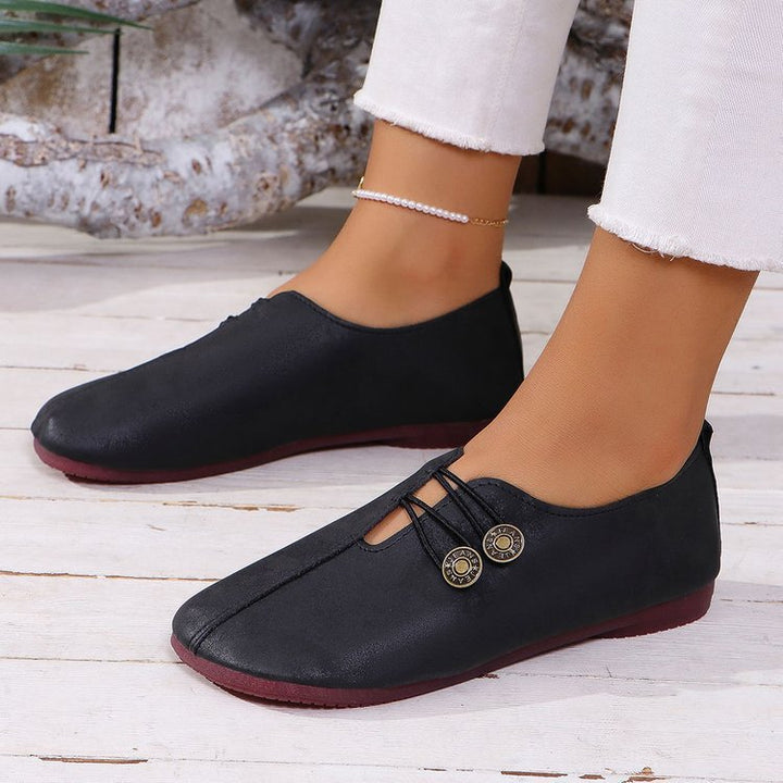 Damen komfortable Slipper mit modischen Knopfdetails Drune