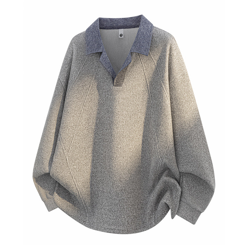 Unisex Oversize-Strickpullover mit kontrastierendem Polokragen und Halbsteg-Knopfleiste Drune