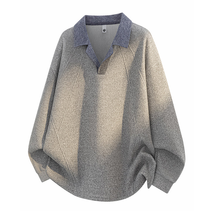 Unisex Oversize-Strickpullover mit kontrastierendem Polokragen und Halbsteg-Knopfleiste Drune