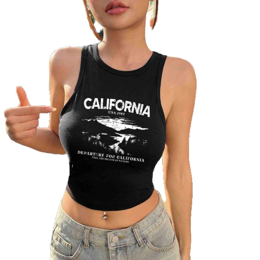 Damen Crop-Top mit kreativem California-Design Drune