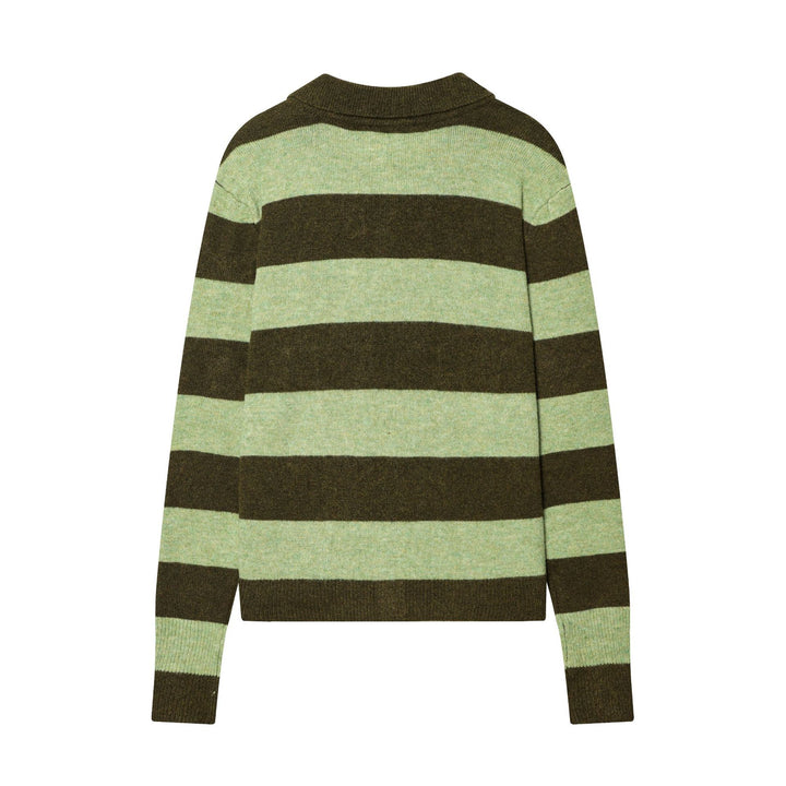 Damen nan gestreifte Strickjacke mit Hemdkragen, Knopfleiste und kastiger Passform Drune