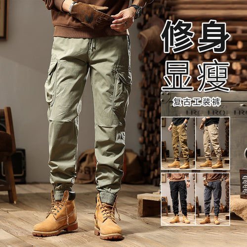 Herren Cargohose im Joggerstil mit elastischem Komfortbund, Multifunktionalen Klapp‑Utility‑Taschen und Knöchelreißverschluss Drune