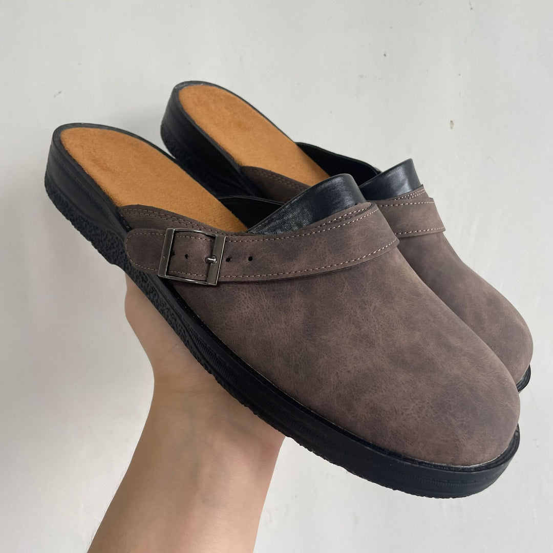 Damen Lederoptik-Pantolette mit verstellbarer Schnallenriemen und gepolstertem Komfortfußbett Drune